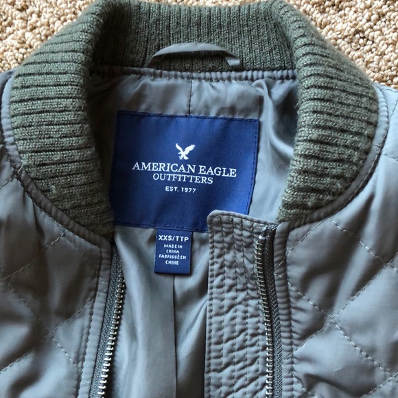 American Eagle bomber military green jacket XXS - Picture 2 of 5